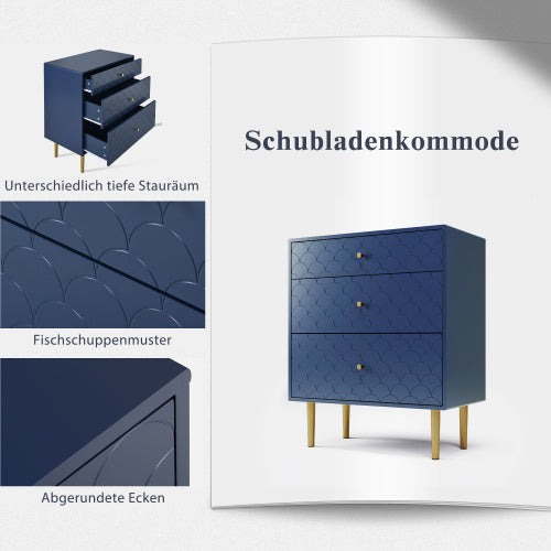 NEW Solid Wood Navy Blue Bedside Table Nightstand