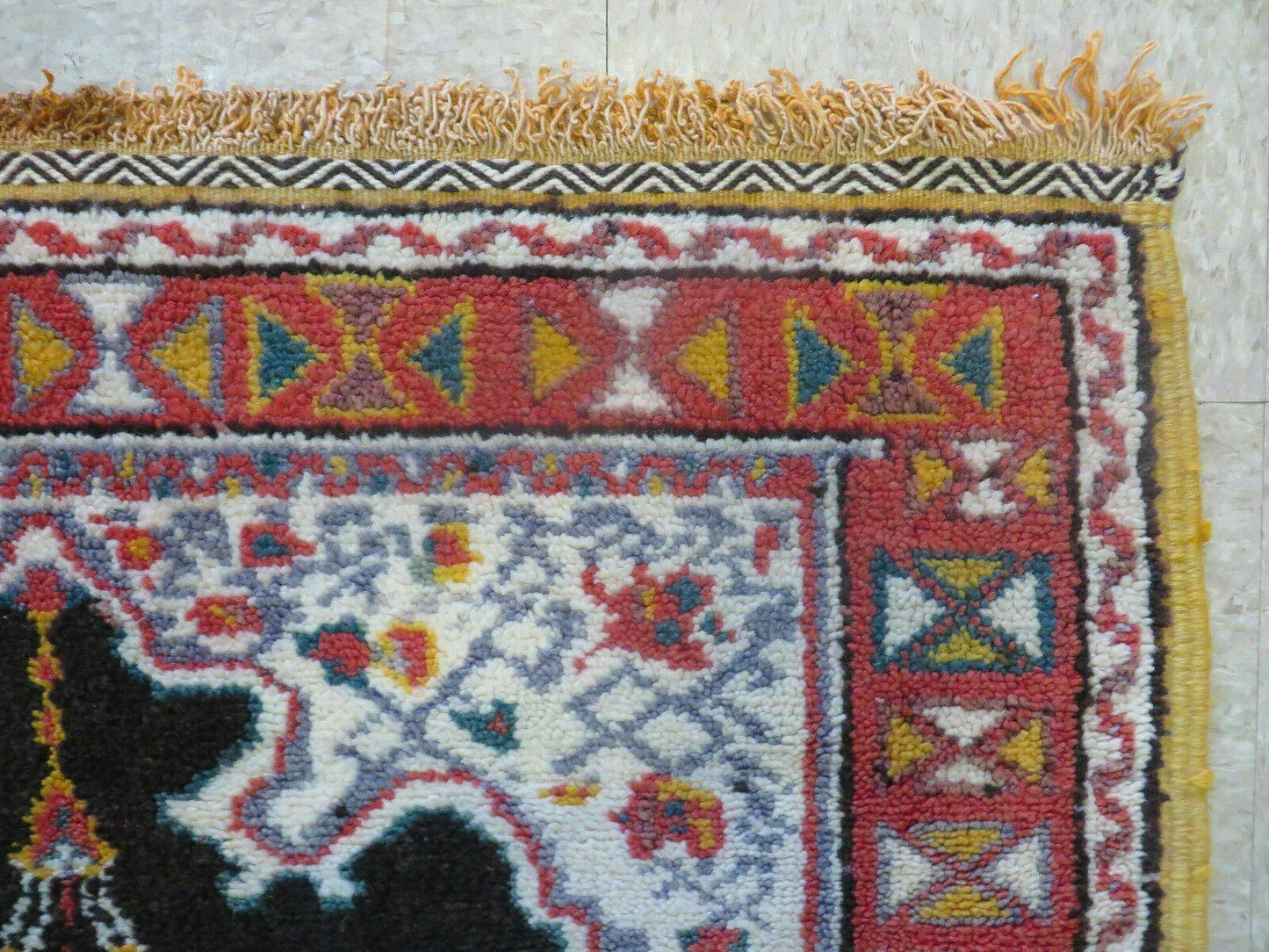 USED Antique Moroccan Runner Rug 3x7, Moroccan Prayer Rug, Double Mehrab Prayer Arches, Black and Red, Hand-Knotted Wool Carpet, Hallway Rug Nice