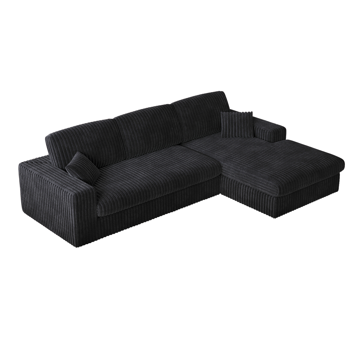 NEW 114.5' Modern Corduroy Modular Foam Sofa Recliner Seat Reversible 2-in-1 Sofa Recliner L-Shaped Combination with Three Cushion Neck Pillow Combination and Two Throw Pillows