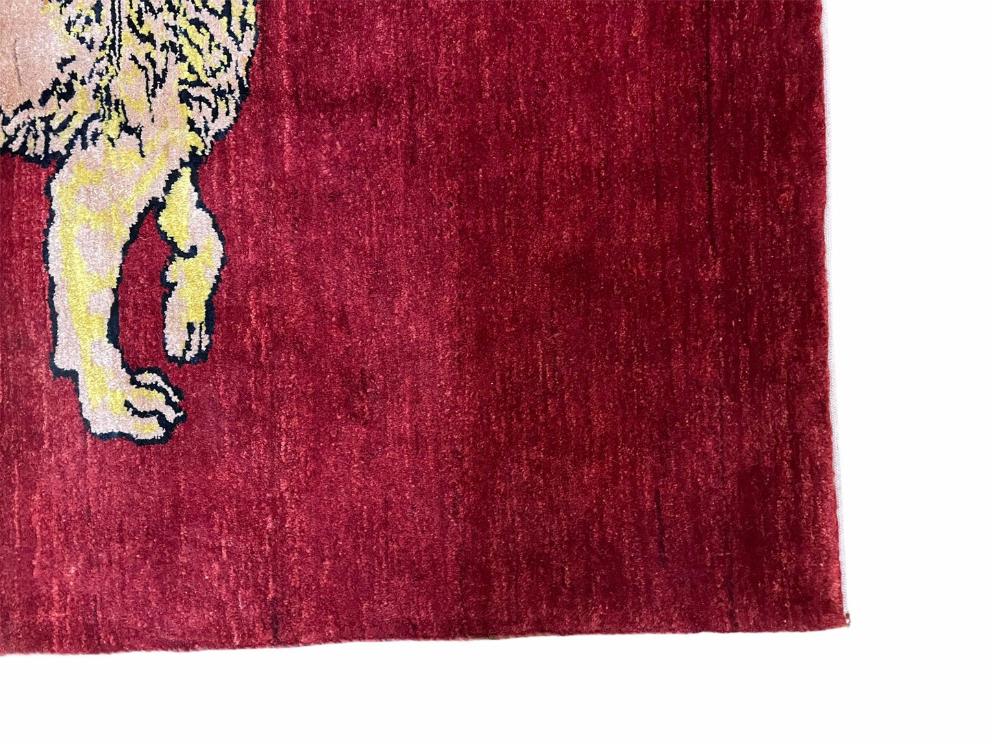 USED 3 X 5 Handmade New Vintage Rug Quality Wool Lion Red Veggy Dyes Hand-Knotted