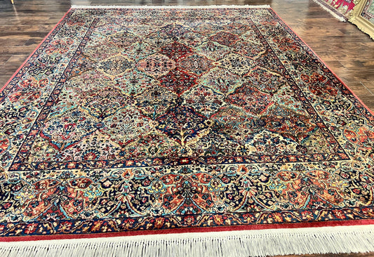 USED Karastan Multicolor Panel Kirman Rug #717, Wool Karastan Rug 8.8 x 10.6, Vintage Multipanel Kirman, Original Karastan Collection 700 Series