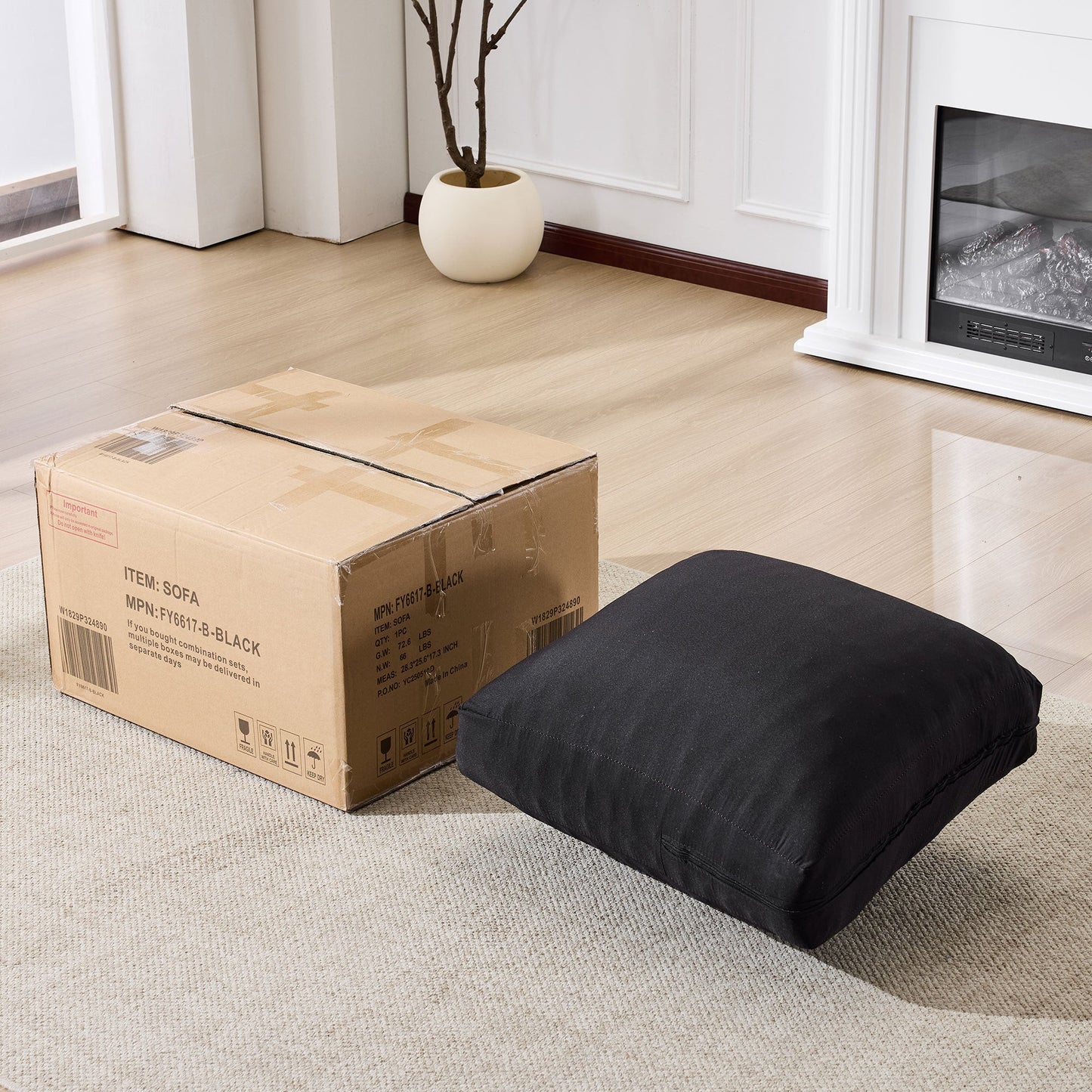 NEW 99*69' Modular Sectional Living Room Sofa Set, Modern Minimalist Style Couch, Upholstered Sleeper Sofa for Living Room, Bedroom, 2 PC Free Combination, Installation-free Sofa, L-Shape, Black