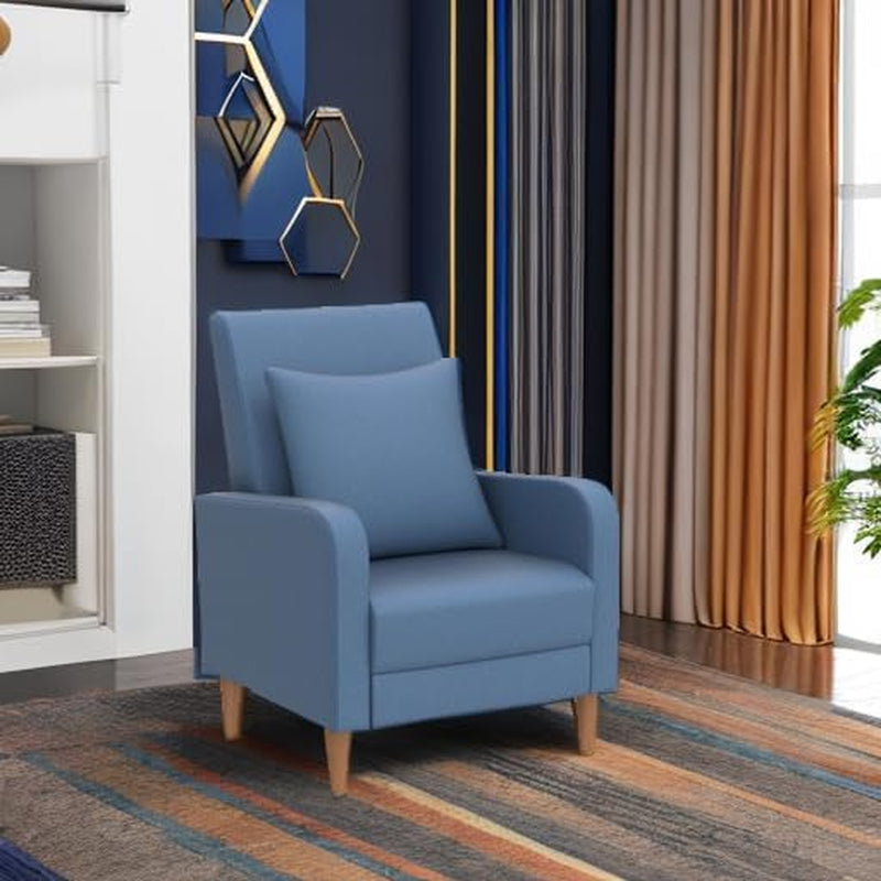 NEW Blue Upholstered Accent Armchair With Back Cushions