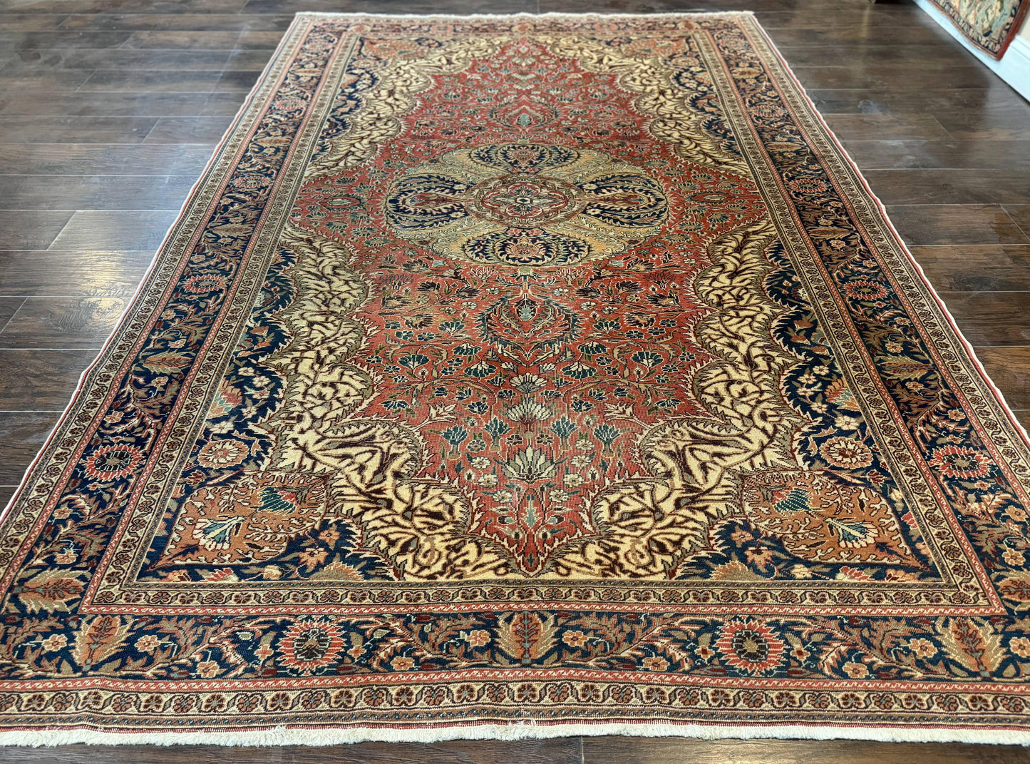 USED Turkish Kayseri Rug 6x10, Antique Turkish Carpet, Floral Medallion, Oriental Carpet, Red