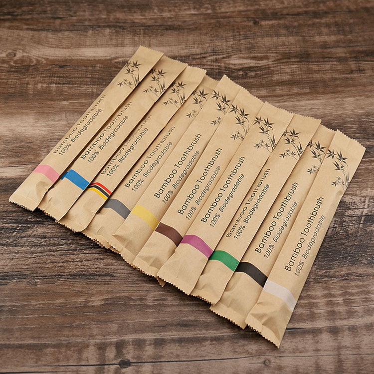 New 10Pcs Colorful Toothbrush Natural Bamboo