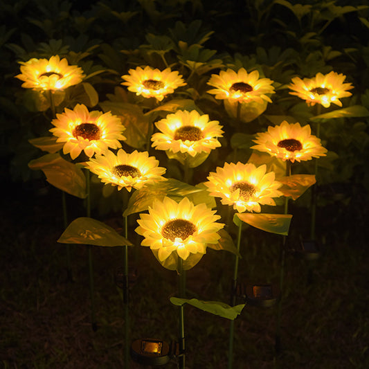NEW LED Solar Sunflower Lamps Solar Light Pathway Landscape Decorative Lights