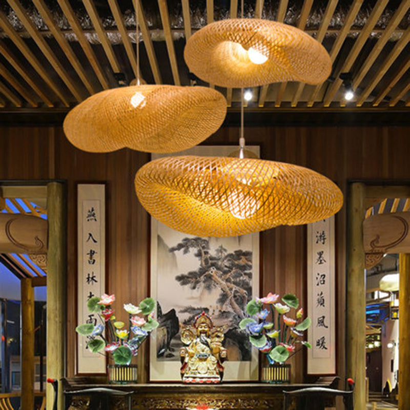 NEW Bamboo Chandelier Chinese Zen Tea Room Ceiling Light Fixture
