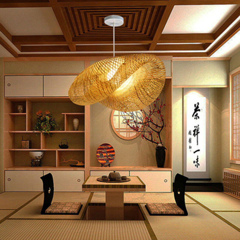 NEW Bamboo Chandelier Chinese Zen Tea Room Ceiling Light Fixture