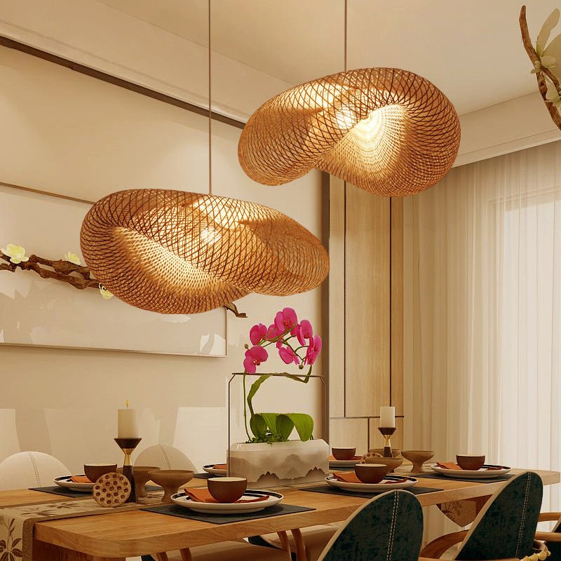 NEW Bamboo Chandelier Chinese Zen Tea Room Ceiling Light Fixture