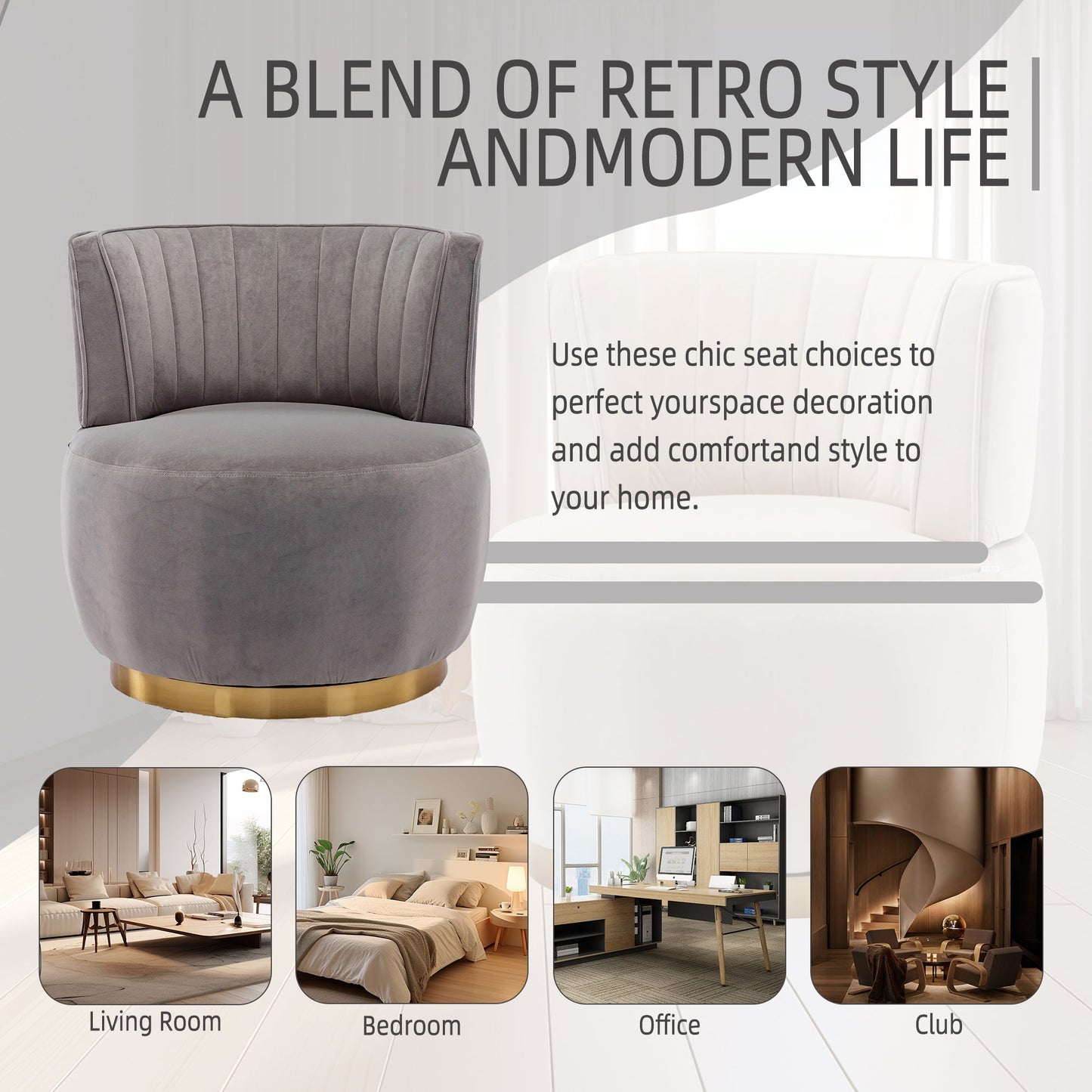 NEW 360 Degree Swivel Cuddle Barrel Accent Sofa Chairs