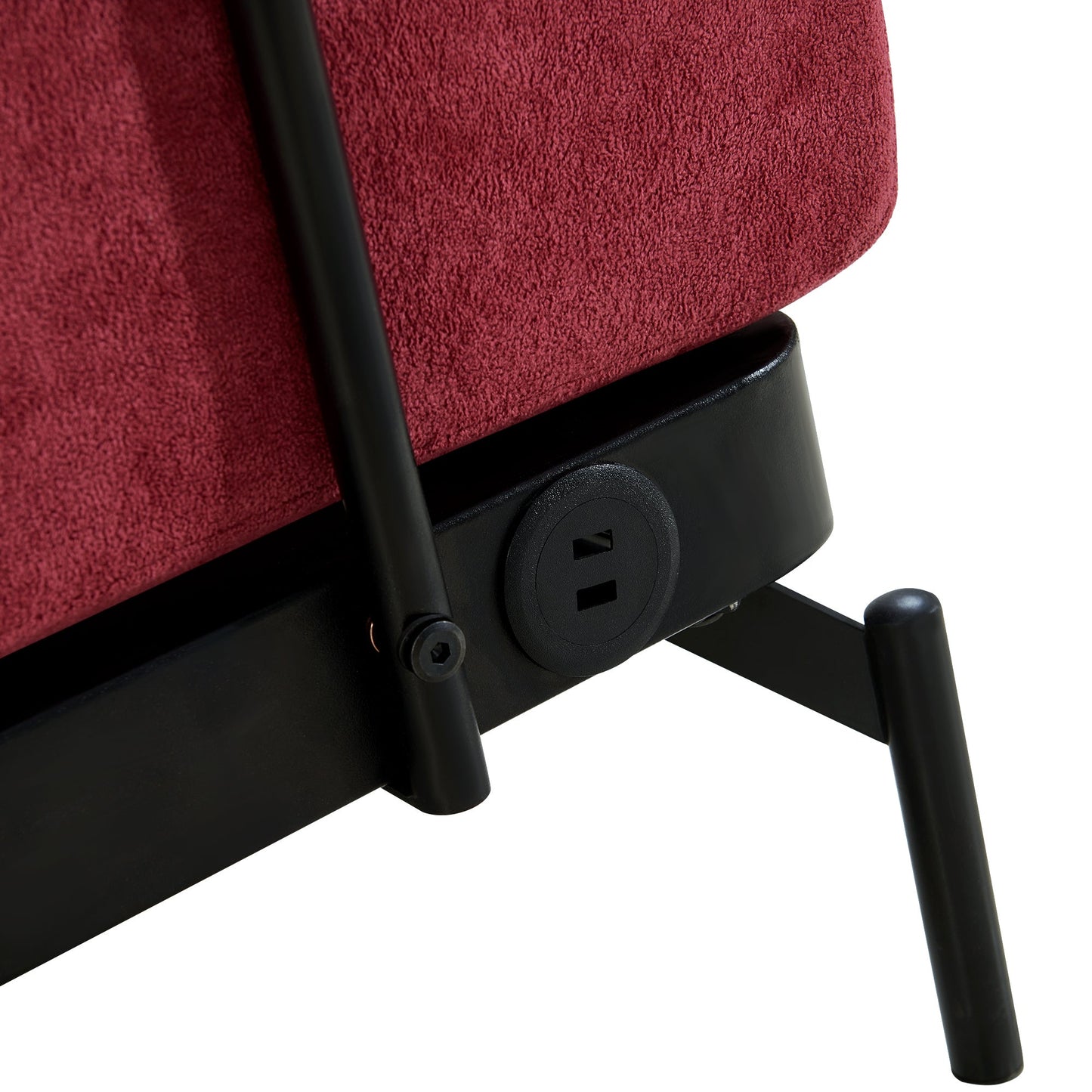 NEW Modern Red Chenille Loveseat 59' Sofa Couch 2-Seater with USB Ports Unique Cylindrical Armrests