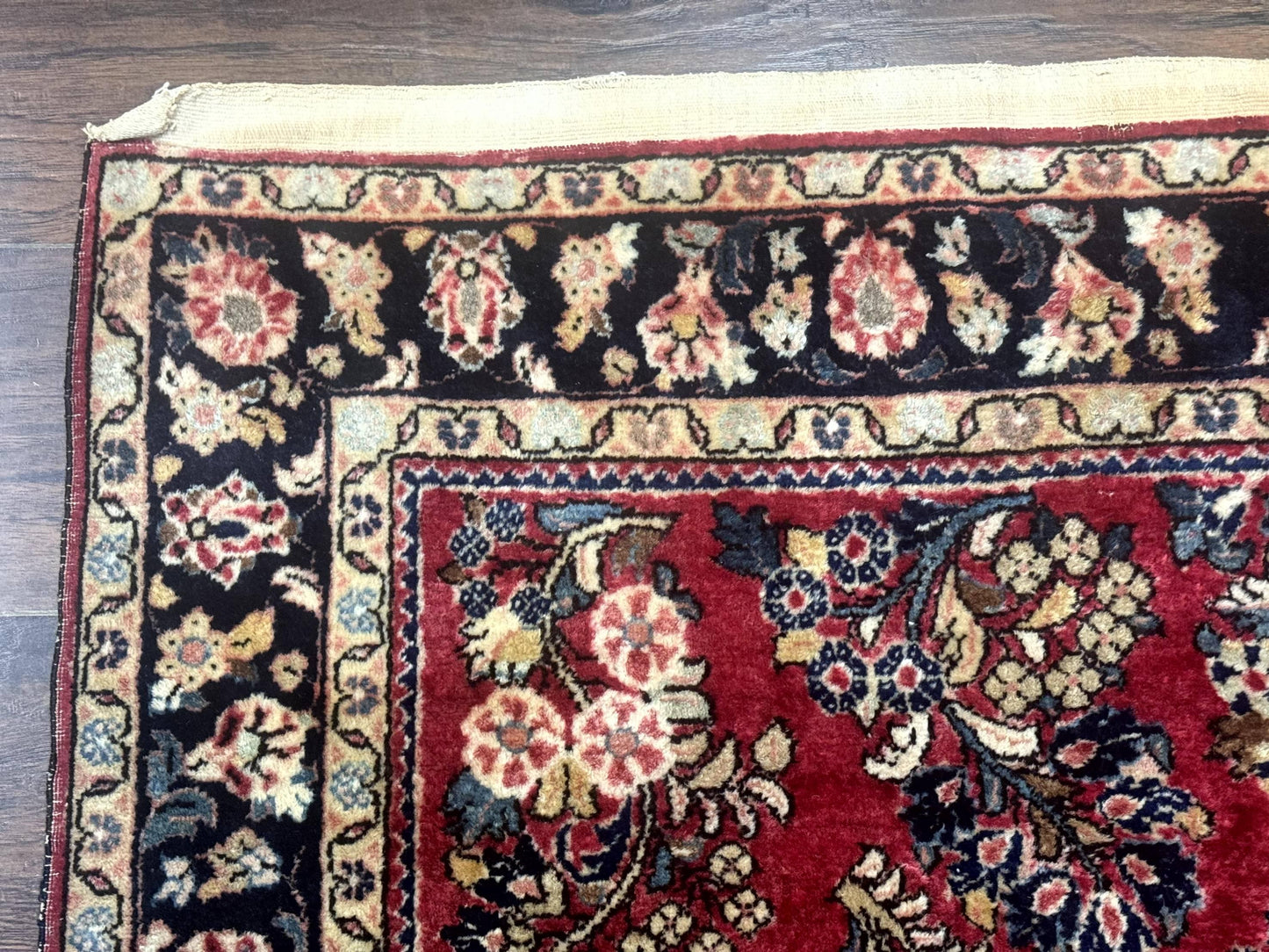 USED Antique Persian Sarouk Rug 4x7, Floral, Red 1920s Persian Wool Carpet