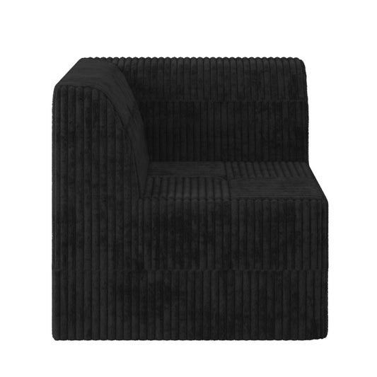 NEW Foam Black Upholstered Modern Minimalist Corduroy Corner Sofa Sleeper Couch
