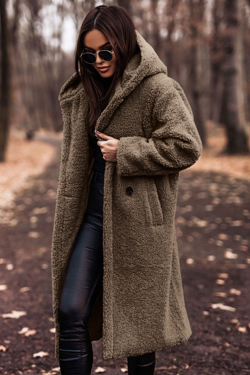 New Autumn Winter Fashion Elegant Long Coat Woman Plush Warm Faux Fleece Coat Women Teddy Jacket Female Teddy Coat Outwear Ladies
