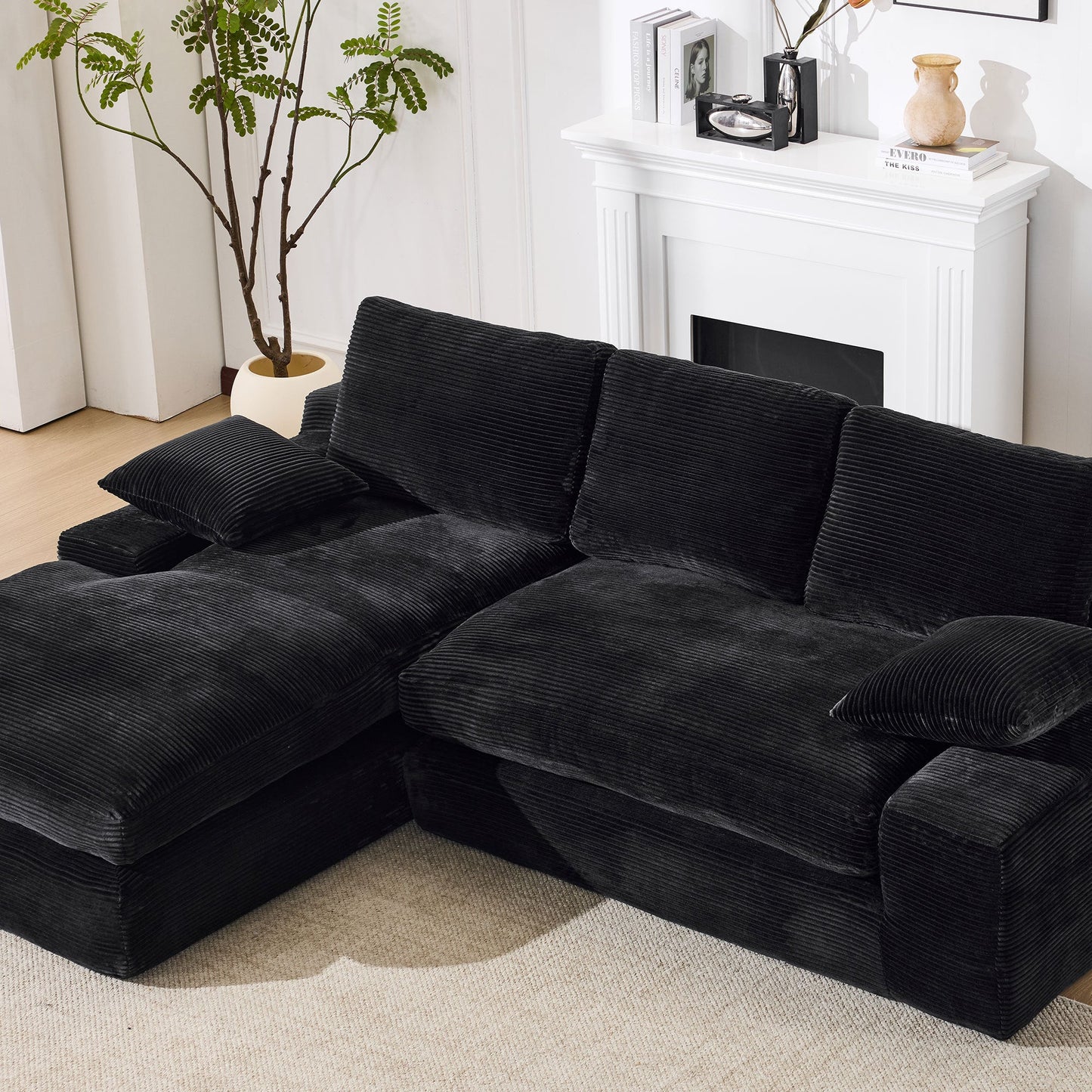 NEW 99*69' Modular Sectional Living Room Sofa Set, Modern Minimalist Style Couch, Upholstered Sleeper Sofa for Living Room, Bedroom, 2 PC Free Combination, Installation-free Sofa, L-Shape, Black