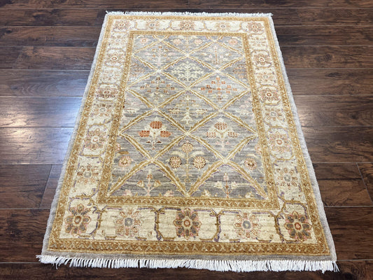 USED Pakistani Peshawar Rug 3.6 x 5, Safavieh Wool Handmade Hand Knotted Vintage Rug, Panel Design Oriental Carpet, Pair C
