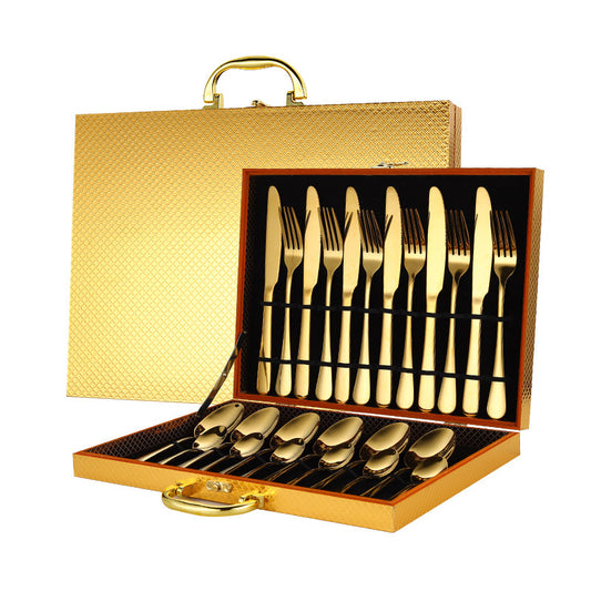 NEW High-end Stainless Steel Tableware 24pc Spoon Knife Fork Set