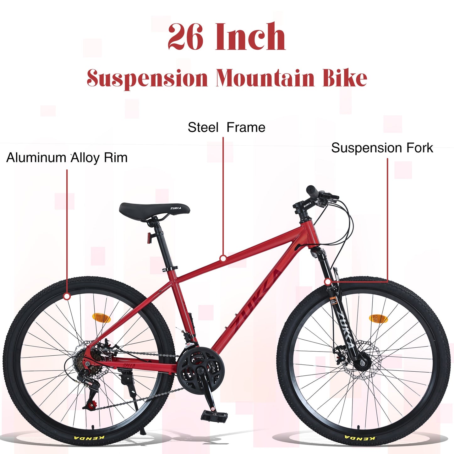 NEW Mountain Bike for Men and Women 26 inch 24 Speed Suspension Fork KENDA Tires