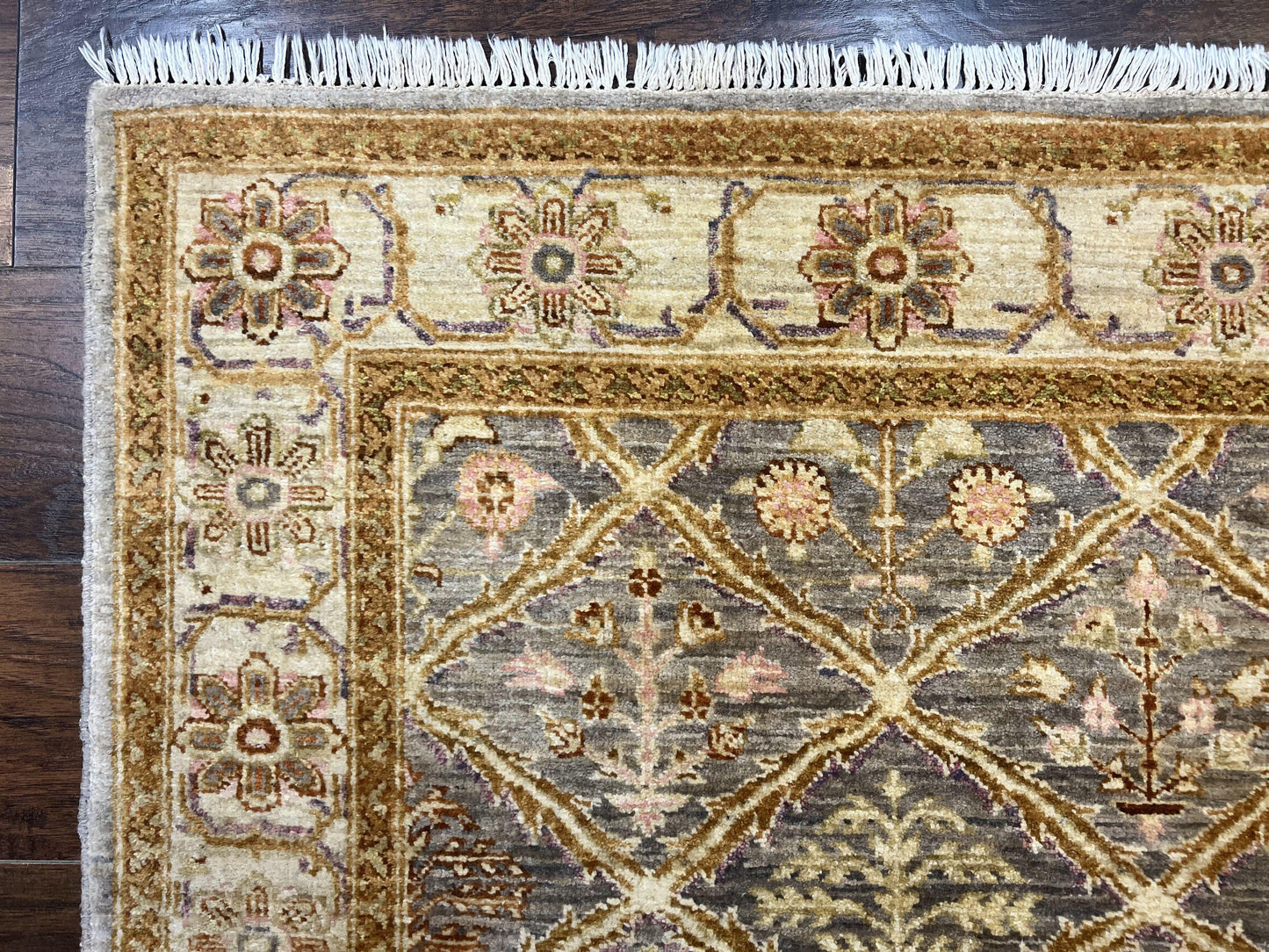 USED Pakistani Peshawar Rug 3.6 x 5, Safavieh Wool Handmade Hand Knotted Vintage Rug, Panel Design Oriental Carpet, Pair C