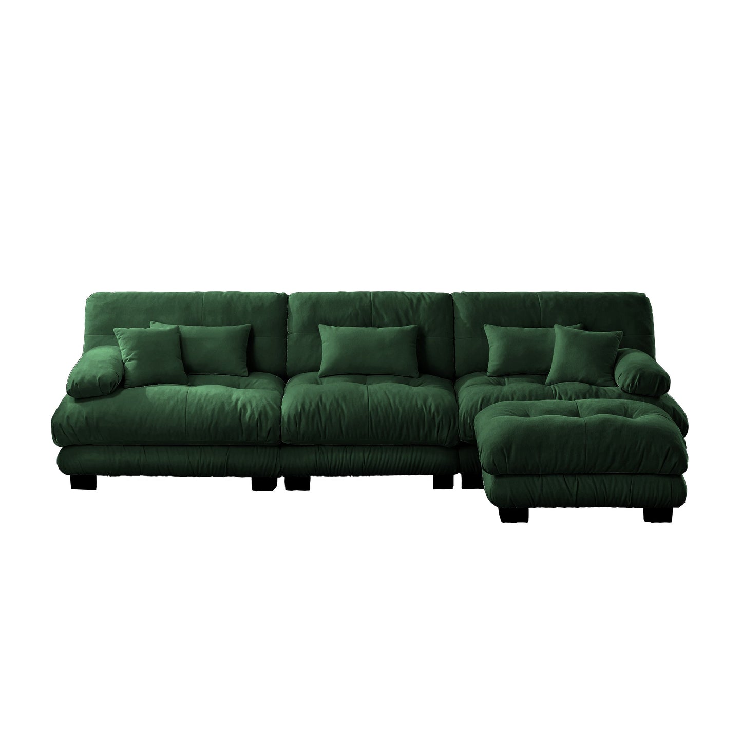 NEWn Luxury Chenille Green Oversized Modular Sectional L Shaped Cloud Deep Seat Sofa Couch with Convertible Ottoman
