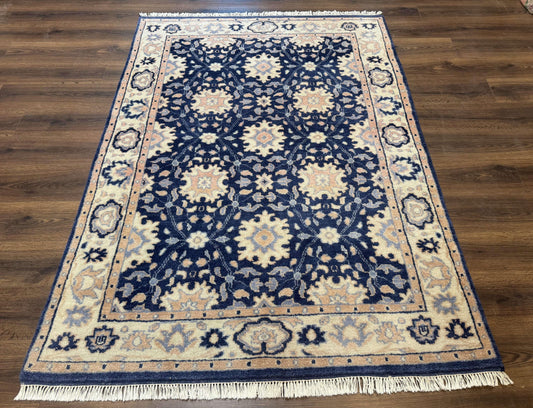 USED Blue and Beige Indian Rug, Indo Persian Carpet