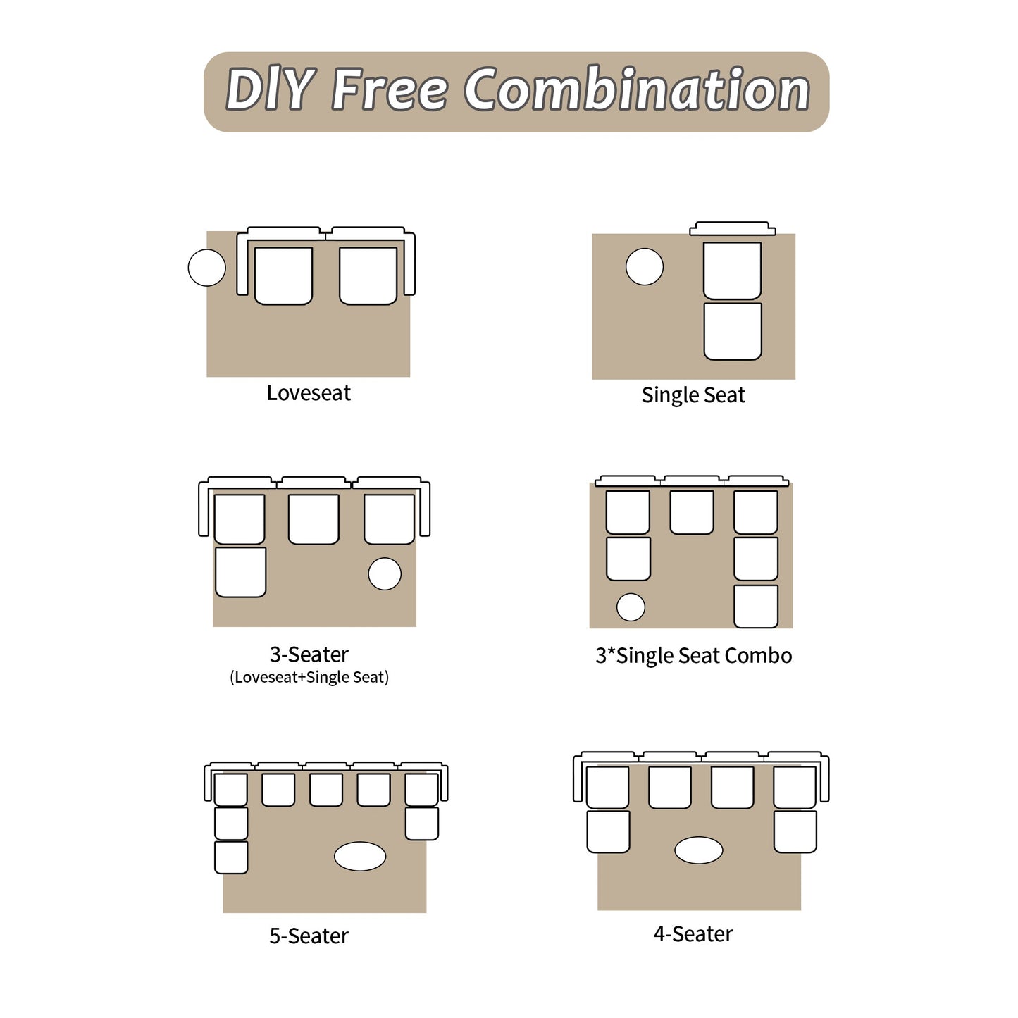 NEW Modern Beige Corduroy Fabric Memory Foam Compressed 2 Seater Large Modular Sectional Loveseat Sofa Couch