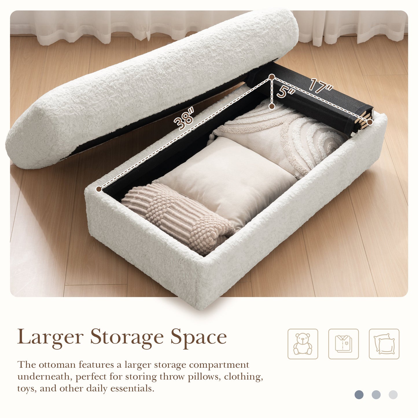 NEW Luxurious Faux Rabbit Fur Oversized Chaise Lounge Sofa Bed with Storage Ottoman Armrests and Cup Holders