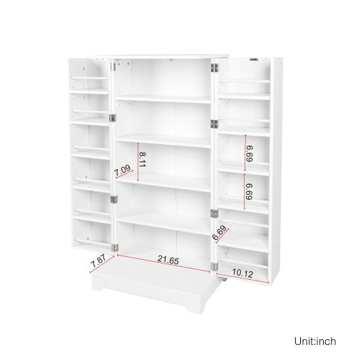 NEW Kitchen Storage Cabinet with Adjustable Shelves, Racks and Doors, Freestanding Kitchen Hutch Cupboard, Buffet Sideboard for Living Room or Dining Room, White