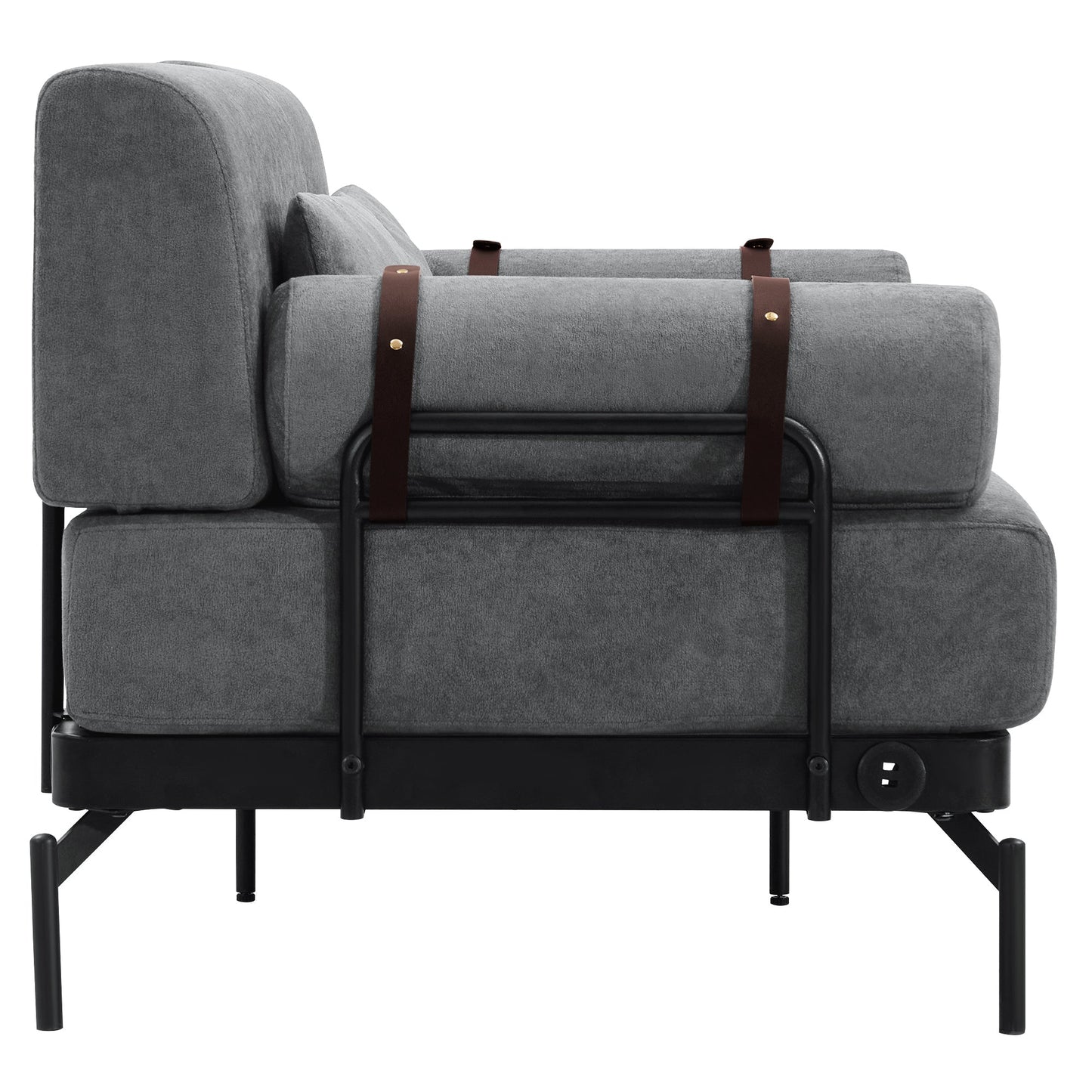 NEW Modern Grey Chenille 2 Seater Loveseat 59' Sofa Couch with USB Ports Unique Cylindrical Armrests