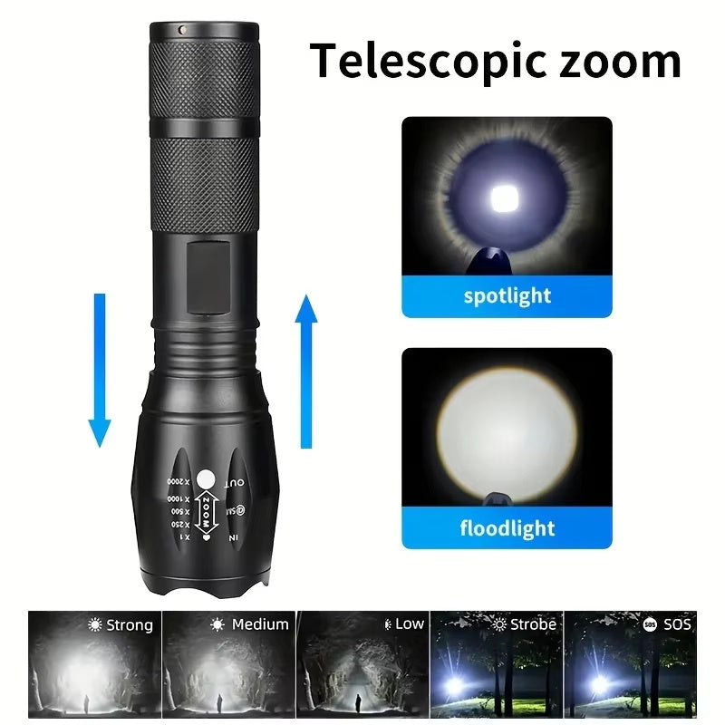 NEW High Power LED Tactical 5-Mode Light Zoom Waterproof Portable Outdoor Aluminum Alloy Flashlight Zoomable Searchlight Handheld Flash Light