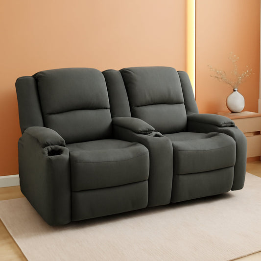 NEW Powered Double Wall Hugger Recliner Sofa 67in Fossil Cloth