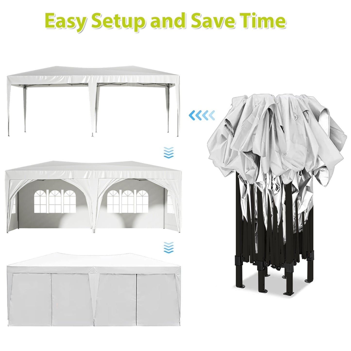 NEW 10'X20' EZ Pop Up Canopy Tent With 6 Sidewalls  Carry Bag