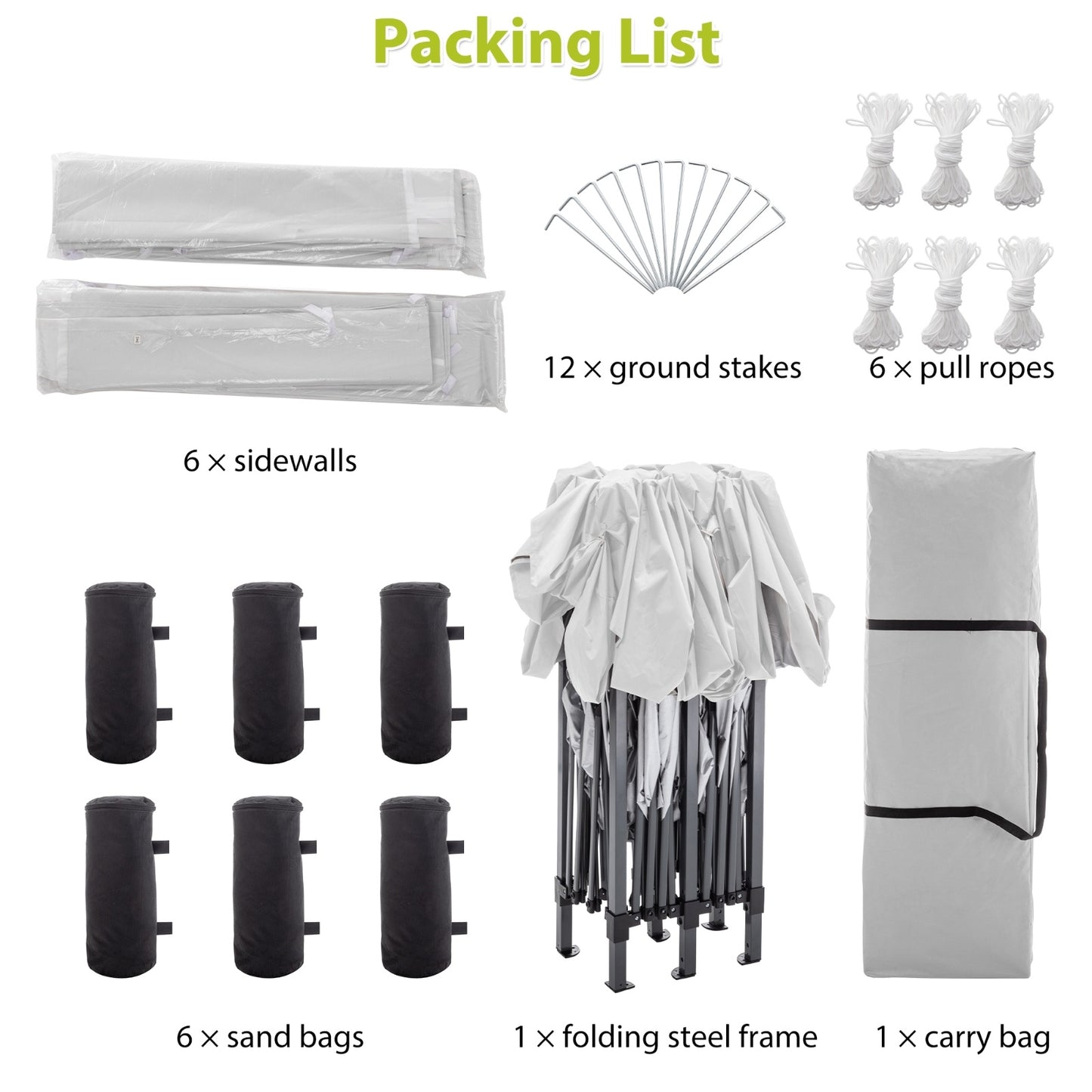 NEW 10'X20' EZ Pop Up Canopy Tent With 6 Sidewalls  Carry Bag