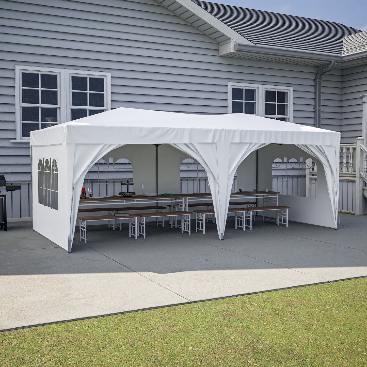 NEW 10'X20' EZ Pop Up Canopy Tent With 6 Sidewalls  Carry Bag
