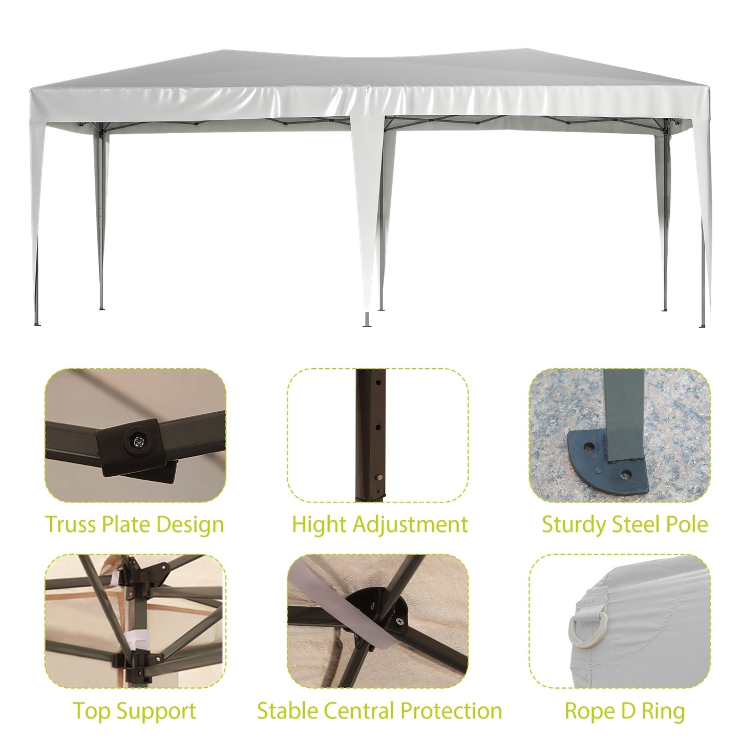 NEW 10'X20' EZ Pop Up Canopy Tent With 6 Sidewalls  Carry Bag