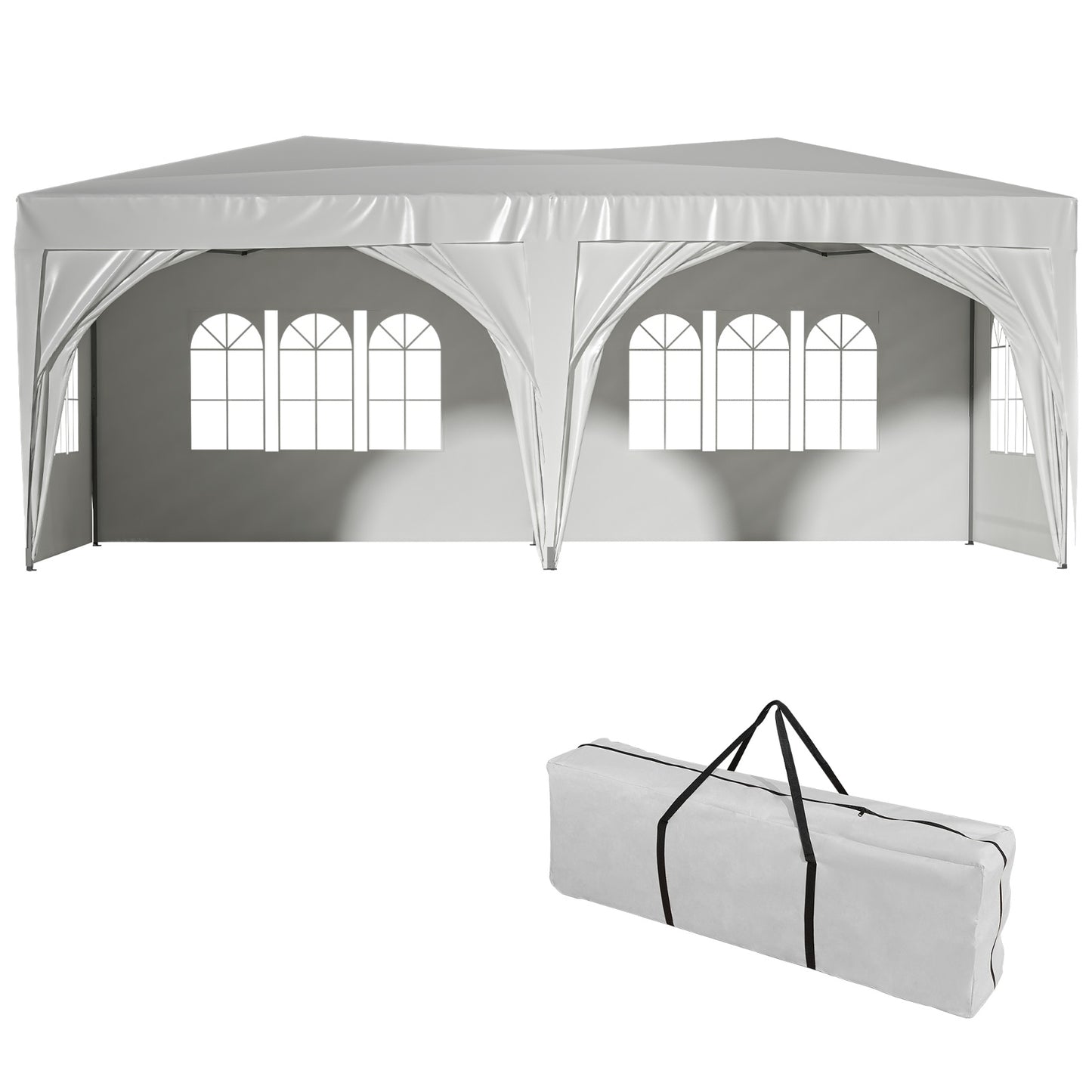 NEW 10'X20' EZ Pop Up Canopy Tent With 6 Sidewalls  Carry Bag