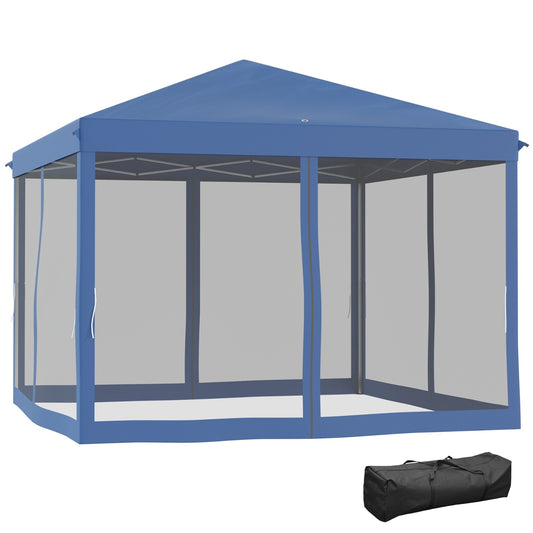 NEW Out sunny 10' X10' Pop Up Canopy Tent With Netting, Instant Gazebo, Ez Up Screen House Room With Car