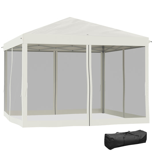 NEW Outsunny 10' X 10' Pop Up Canopy Tent With Netting, Instant Gazebo, Ez Up Screen House Room With Car
