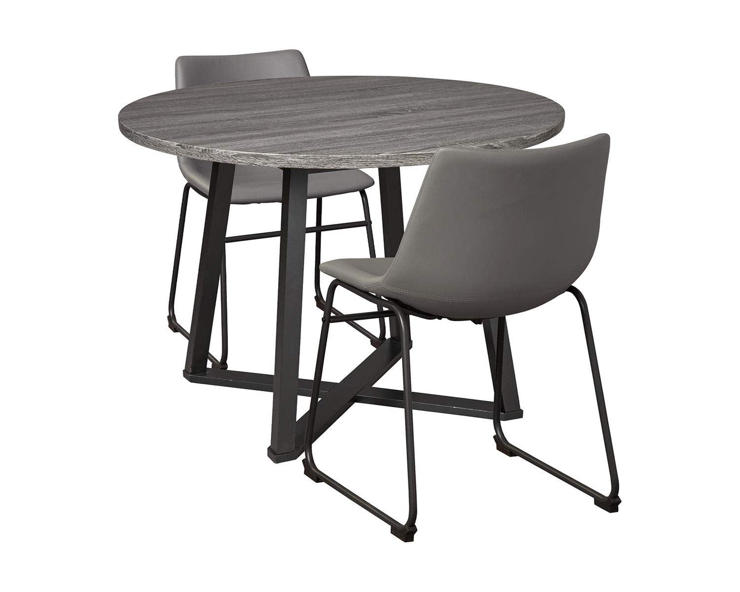 NEW Centiar Mid Century Round Dining Table Gray Metal Legs