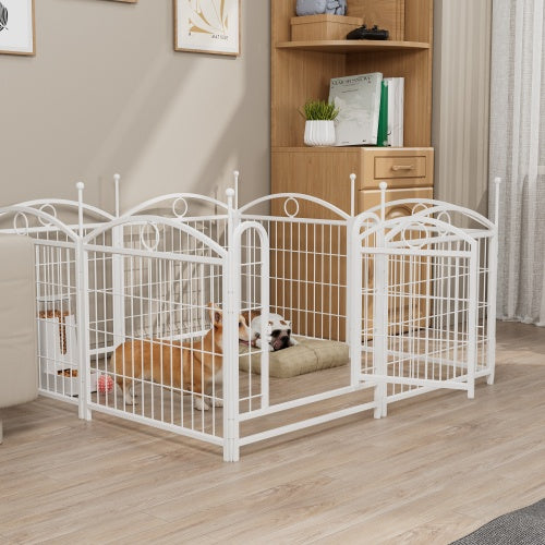 NEW Indoor Outdoor 24in 8 Panel White Metal Pet Dog Playpen Cage