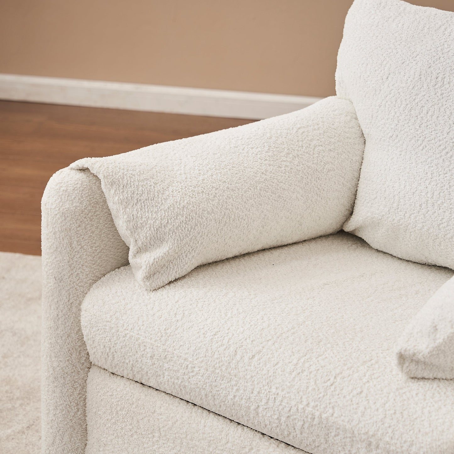 NEW Ivory White Swivel Ergonomic Reading Rotating Modern Single Seat Lounge Accent Chair with Chenille Fabric & High-Resilience Cushion