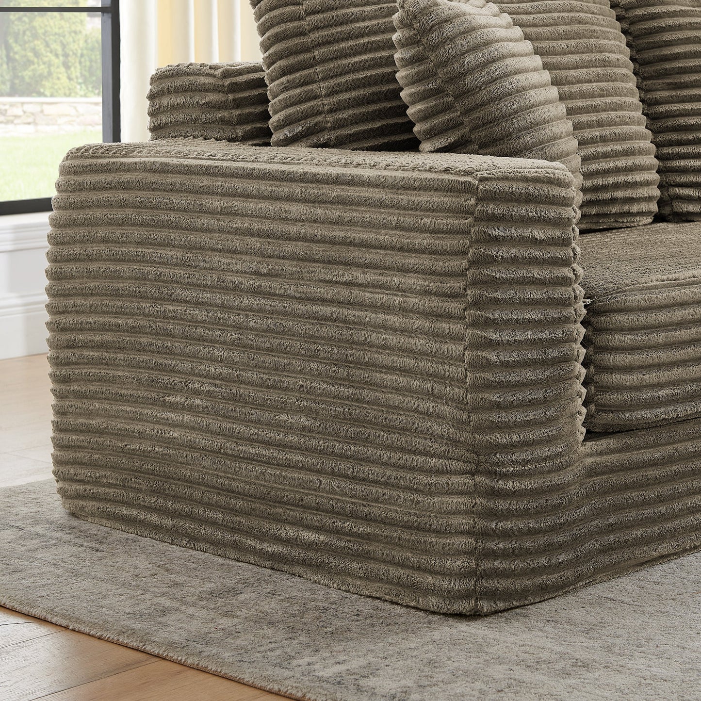 NEW Right sofa seat,L shape Modular Sectional Sofa, Compressed Sectional Sofa Modern Minimalist Style Corduroy Couch,Unfold into a bed, Bedroom, Comfy Compressed Sofa Couch Space-Efficient Design-Brown