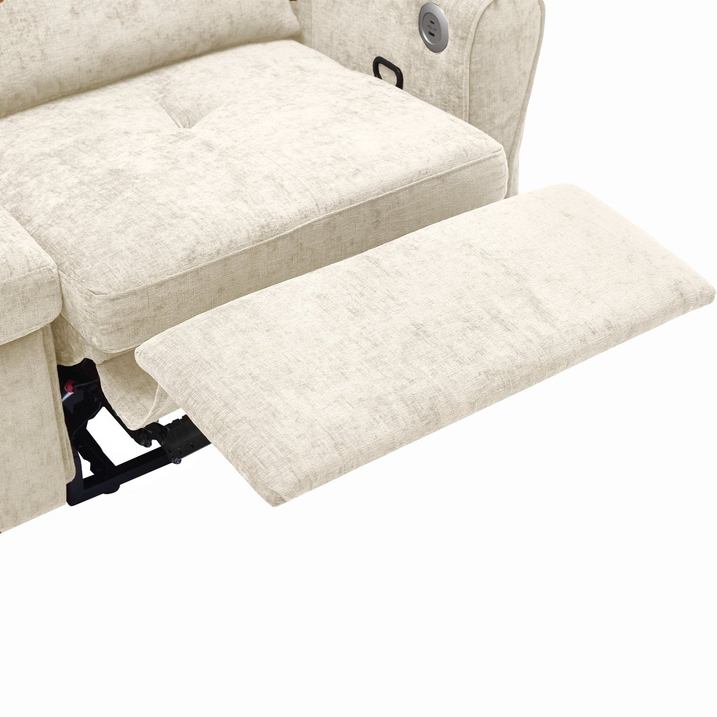 NEW Beige 82' Chenille Upholstered Two-in-One  Three-Seat Sofa with Pull-out Bed