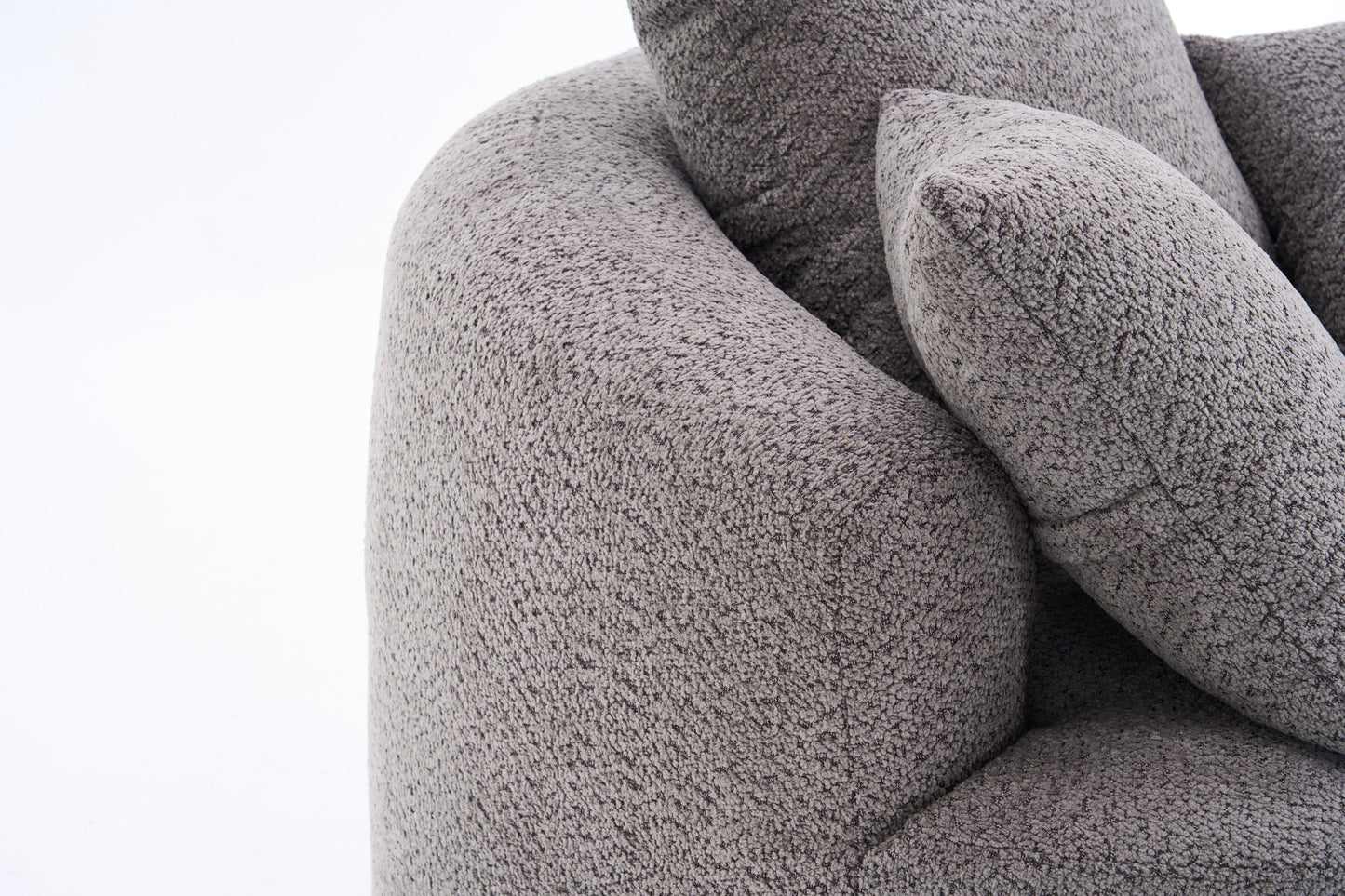 NEW 360° Swivel Round Grey Upholstered Accent Barrel Chair with 3 Removable Pillows