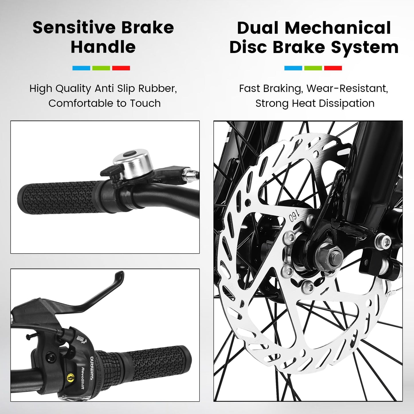 NEW S20109 20 Inch Mountain Bike for Kids and Teenagers, High Carbon Steel Frame, Disc Brakes, Durable Wide Tires, Front Suspension, 7-Speed, Ideal for Snow and Off-Road Riding