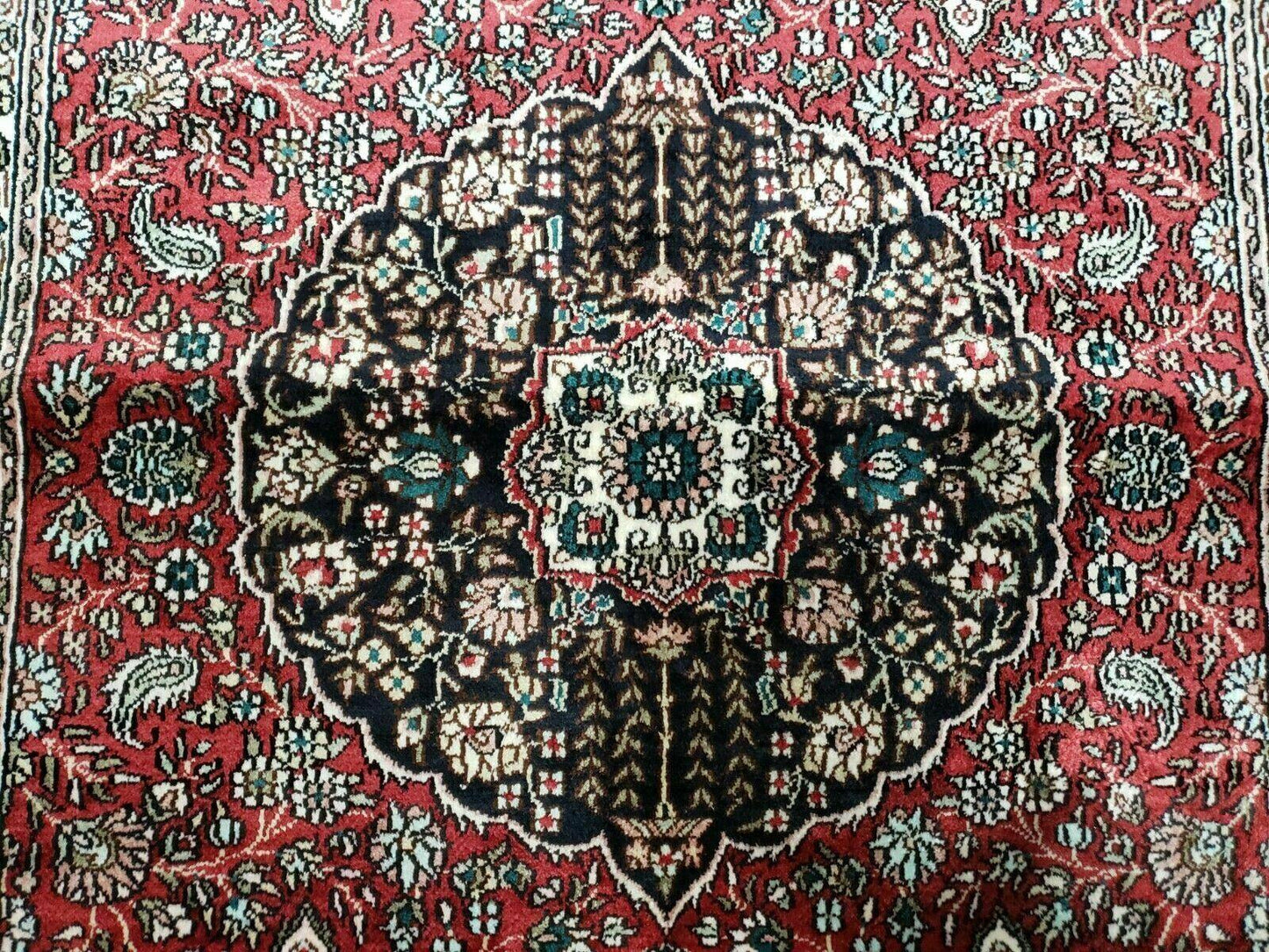 USED 3' X 5' Vintage Fine Handmade India Oriental Kashmir Silk Rug 400 KPSI Wow