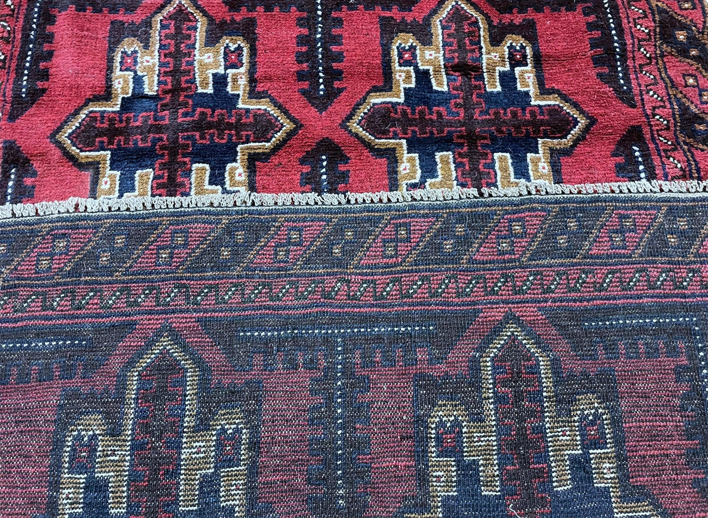 USED 3X5 Vintage Handmade Tribal Wool Rug Balouchi Rug Afghan Rug Red Beige Blue Nice
