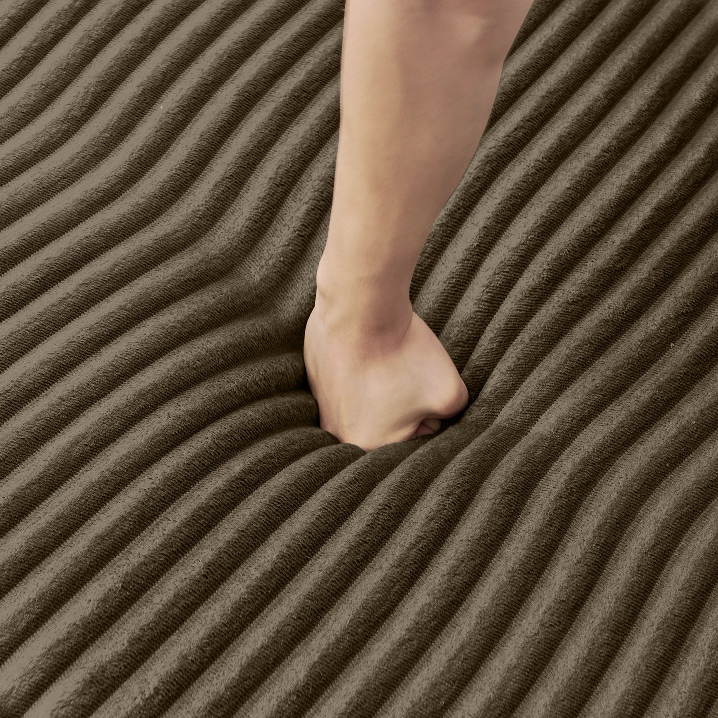 NEW Modern Brown Corduroy Minimalist U Shape Modular Sectional Sofa Sleeper Couch