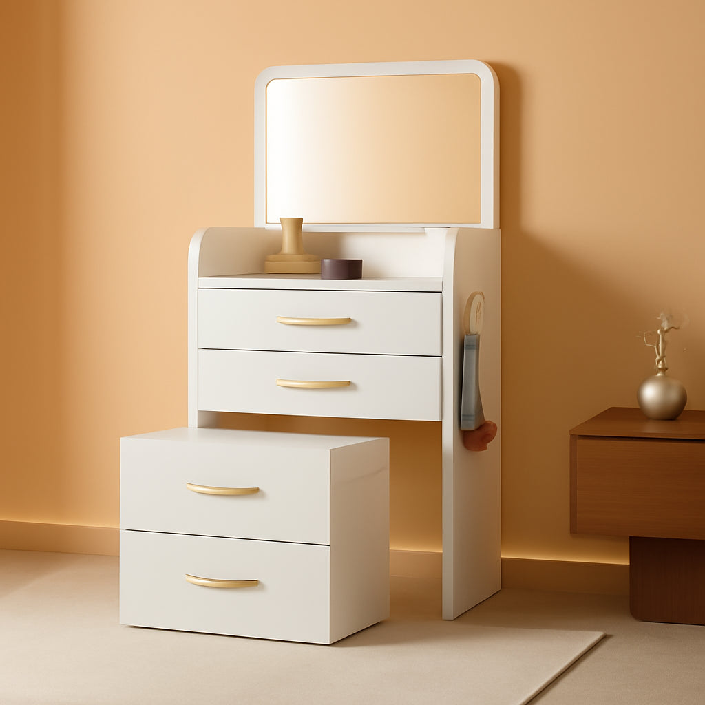 NEW 3 In 1 Flip Top Vanity Desk With Mirror And Storage