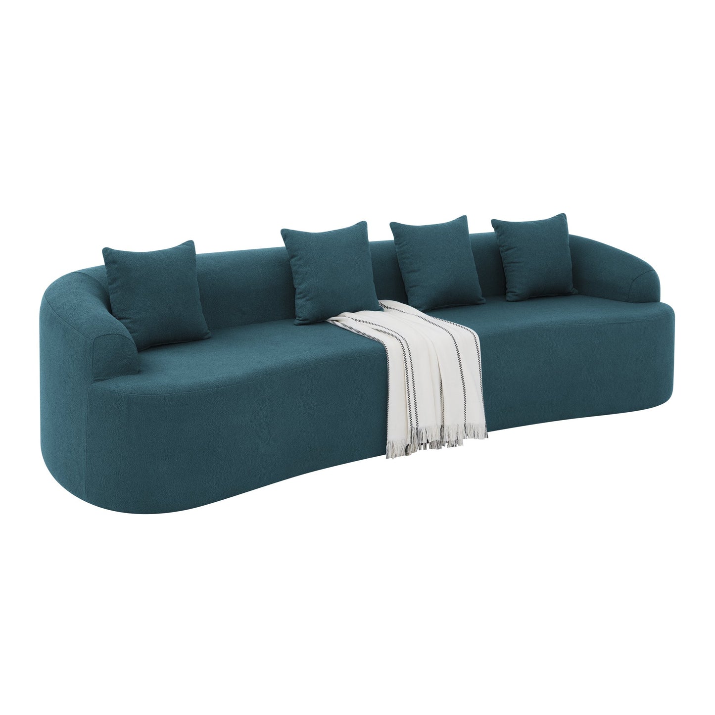 NEW Modern Minimalist Style Blue Lamb's Wool Fabric Modern Minimalist  Curved Modular Sectional Sofa